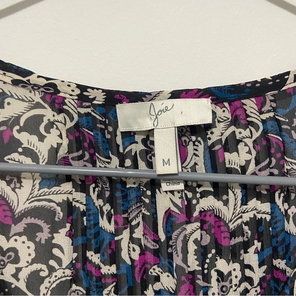 Joie Pink/Blue Suzette Starry Night Freesia Silk Long Sleeve Blouse Size Medium - Picture 3 of 6